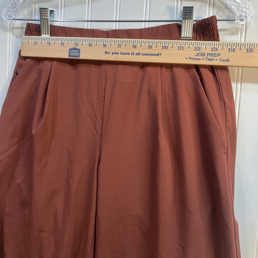 Athleta Brooklyn Wide Leg Crop Pant Rust Brown Petite 2P High Rise Travel Eathy - Picture 8 of 10